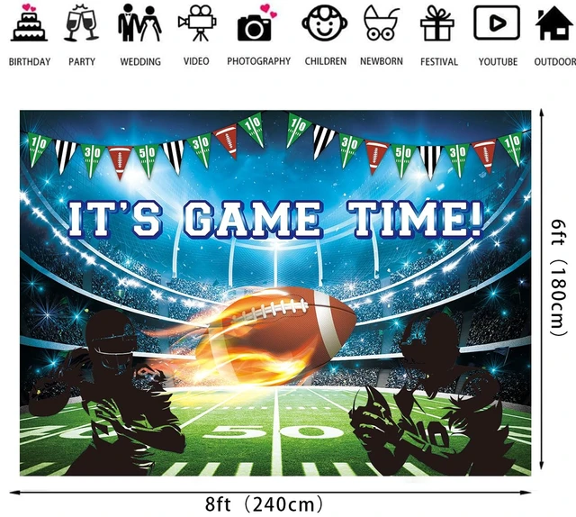 Alt view image 6 of 7 - Football Backdrop for Photography 8x6FT It's Game Time Banner Football Party Decorations Background Touch Down Sports Theme Birthday Party Supplies Photo Props