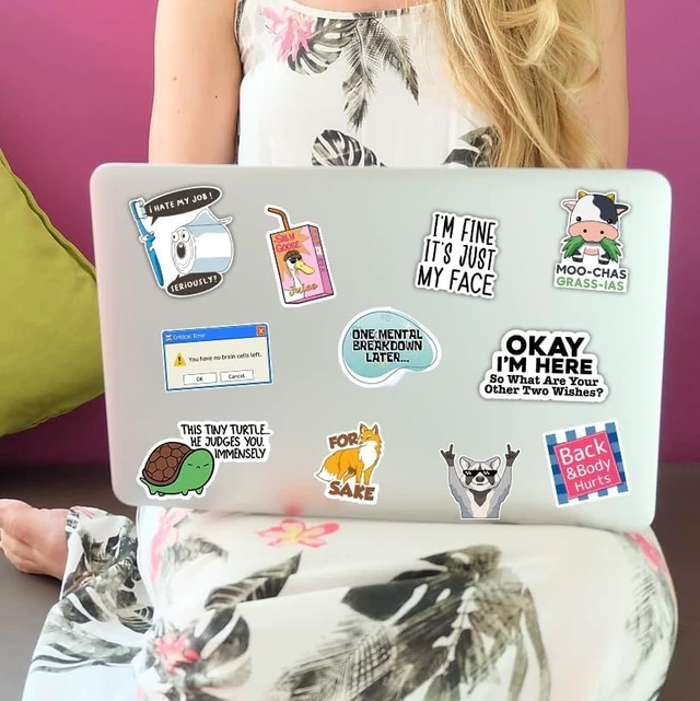 Alt view image 4 of 7 - 203 Pcs Funny Stickers for Adults Quote Water Bottles Stickers Pack Waterproof Cool Accesory for Laptop, Bumper, Phone, Hard Hats, Wall, Window Decals Decors