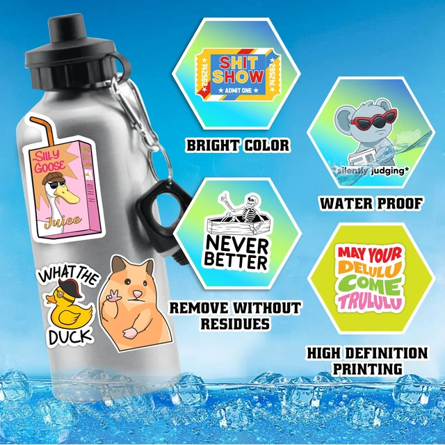Alt view image 2 of 7 - 203 Pcs Funny Stickers for Adults Quote Water Bottles Stickers Pack Waterproof Cool Accesory for Laptop, Bumper, Phone, Hard Hats, Wall, Window Decals Decors