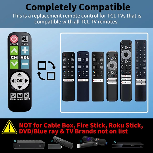 Alt view image 2 of 7 - Backlit Big Button TV Remote Replacement for TCL Google TV with Cover & Hook, Universal Remote No Setup for Seniors People with Poor Vision,Parkinson's Disease Patient