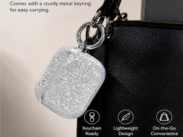 Alt view image 4 of 7 - for Bling AirPods Pro 3 Case 2025 Cute Glitter Hard Air Pods Pro 3 Case (Model A2700/A2931) with Keychain Sparkly Rhinestone Airpods 3 Pro Cases for Women Girl(White)