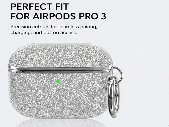 Alt view image 6 of 7 - for Bling AirPods Pro 3 Case 2025 Cute Glitter Hard Air Pods Pro 3 Case (Model A2700/A2931) with Keychain Sparkly Rhinestone Airpods 3 Pro Cases for Women Girl(White)
