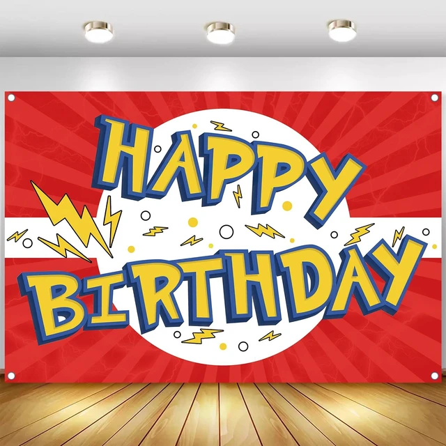 Main image of Red White Yellow Cartoon Birthday Party Backdrop-6x4ft Photography Party Banner for Baby Shower Boy Girl Birthday Party Home Decor