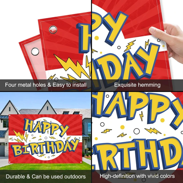 Alt view image 3 of 7 - Red White Yellow Cartoon Birthday Party Backdrop-6x4ft Photography Party Banner for Baby Shower Boy Girl Birthday Party Home Decor