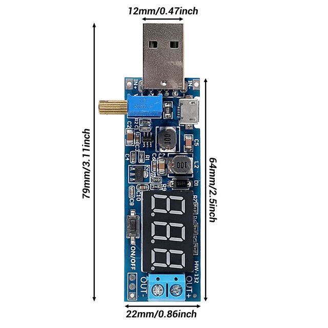 Alt view image 2 of 7 - 5pcs USB Buck Boost Converter 3.5V-12V to 1.2V-24V DC-DC Adjustable Step Up Step Down Power Supply Module Voltage Regulator 5V to 3.3V 9V 12V 18V 24V