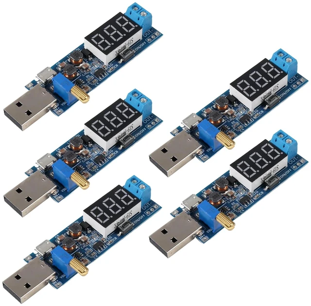 Main image of 5pcs USB Buck Boost Converter 3.5V-12V to 1.2V-24V DC-DC Adjustable Step Up Step Down Power Supply Module Voltage Regulator 5V to 3.3V 9V 12V 18V 24V