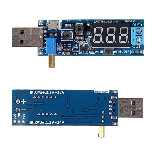 Alt view image 3 of 7 - 5pcs USB Buck Boost Converter 3.5V-12V to 1.2V-24V DC-DC Adjustable Step Up Step Down Power Supply Module Voltage Regulator 5V to 3.3V 9V 12V 18V 24V