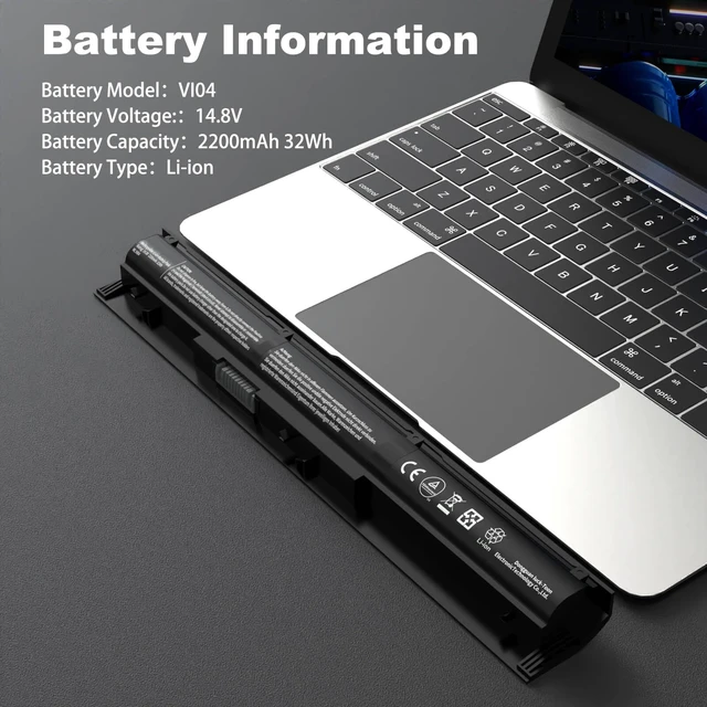 Alt view image 2 of 7 - VI04 Battery for Hp Spare 756478-422 756743-001 756478-851 756745-001 756744-001 756479-421 756478-421 VI04041 VI04XL V104, ProBook 450 G2 440 G2, Pavilion 15-P011na 15-P165sa, Envy M7-K111D