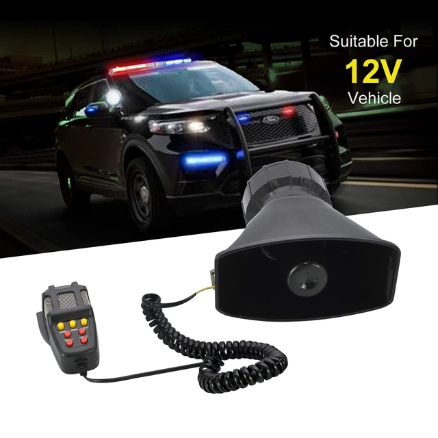 Alt view image 2 of 6 - Police Siren Speaker Car Pa System, Dc12v 100w 7 Tones Wired Handheld Microphone Loudspeaker Emergency Siren Electronic