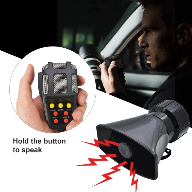 Alt view image 5 of 6 - Police Siren Speaker Car Pa System, Dc12v 100w 7 Tones Wired Handheld Microphone Loudspeaker Emergency Siren Electronic
