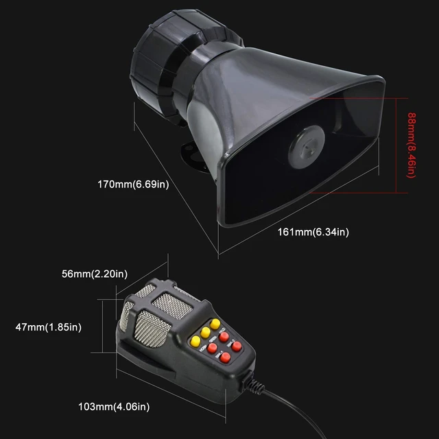 Alt view image 6 of 6 - Police Siren Speaker Car Pa System, Dc12v 100w 7 Tones Wired Handheld Microphone Loudspeaker Emergency Siren Electronic