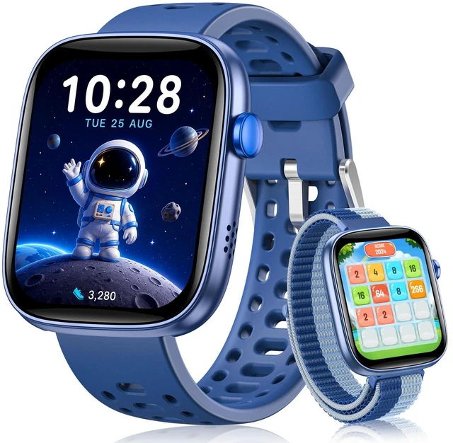 Main image of Kids Smart Watch No Phone Needed, 1.83" Smart Watch Fitness Trackers (Blue) | Heart Rate/Sleep Monitor/IP68 Waterproof/Step Counter/Puzzle Games/Pedometer/Music for Boys Girls Teens 5+
