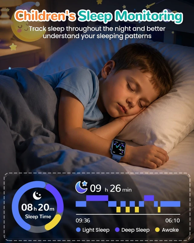 Alt view image 6 of 7 - Kids Smart Watch No Phone Needed, 1.83" Smart Watch Fitness Trackers (Blue) | Heart Rate/Sleep Monitor/IP68 Waterproof/Step Counter/Puzzle Games/Pedometer/Music for Boys Girls Teens 5+