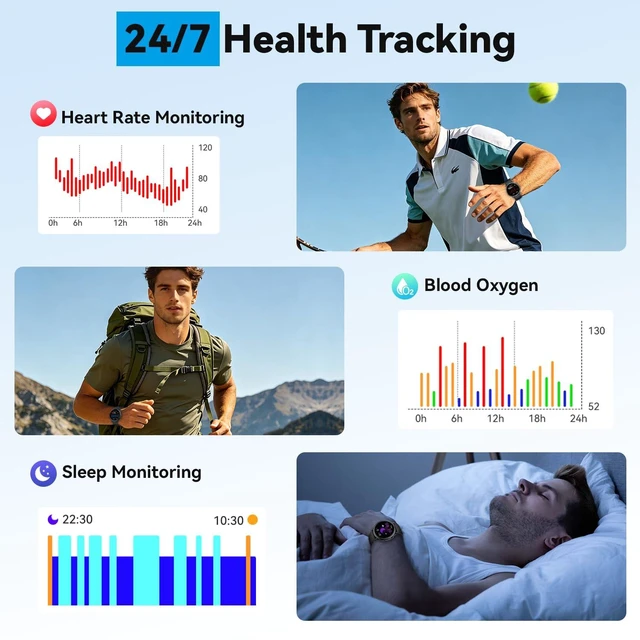 Alt view image 3 of 7 - Smart Watch for Men Fitness Tracker: Waterproof Digital Womens Watches Make Answer Call Smartwatch for Android Phone iPhone Samsung Compatible Sleep SpO2 Heart Rate Monitor Running Step Pedometer