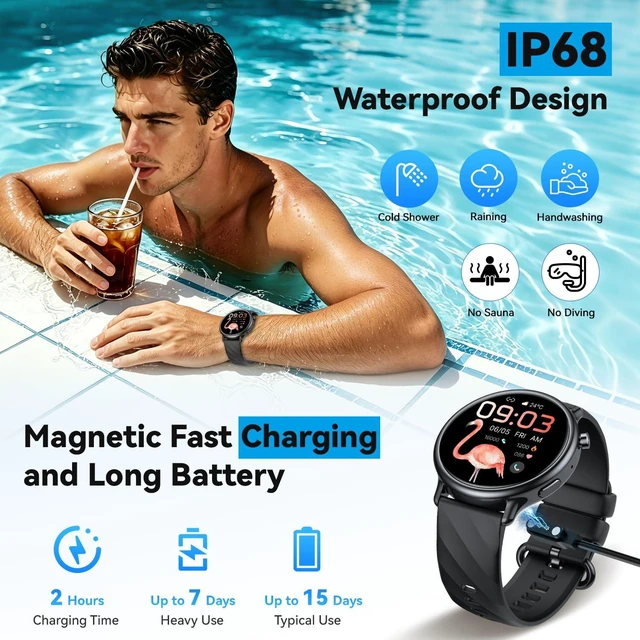 Alt view image 5 of 7 - Smart Watch for Men Fitness Tracker: Waterproof Digital Womens Watches Make Answer Call Smartwatch for Android Phone iPhone Samsung Compatible Sleep SpO2 Heart Rate Monitor Running Step Pedometer