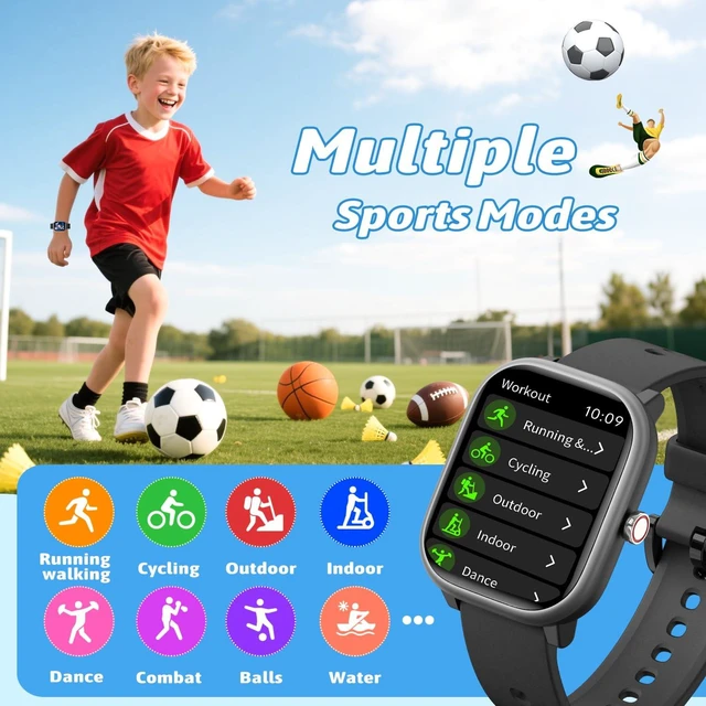Alt view image 3 of 7 - Smart Watch for Kids Girls Boys No APP/Phone Needed, 1.8" IP68 Waterproof Sport Kids Watch Pedometer, Heart Rate, Sleep Monitor, Step Counter, 12 Puzzle Games for Girls Boys Teens 6-16