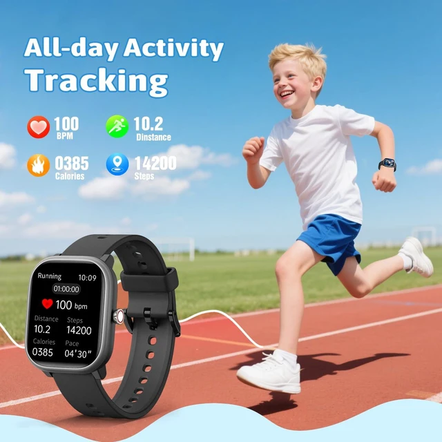 Alt view image 4 of 7 - Smart Watch for Kids Girls Boys No APP/Phone Needed, 1.8" IP68 Waterproof Sport Kids Watch Pedometer, Heart Rate, Sleep Monitor, Step Counter, 12 Puzzle Games for Girls Boys Teens 6-16