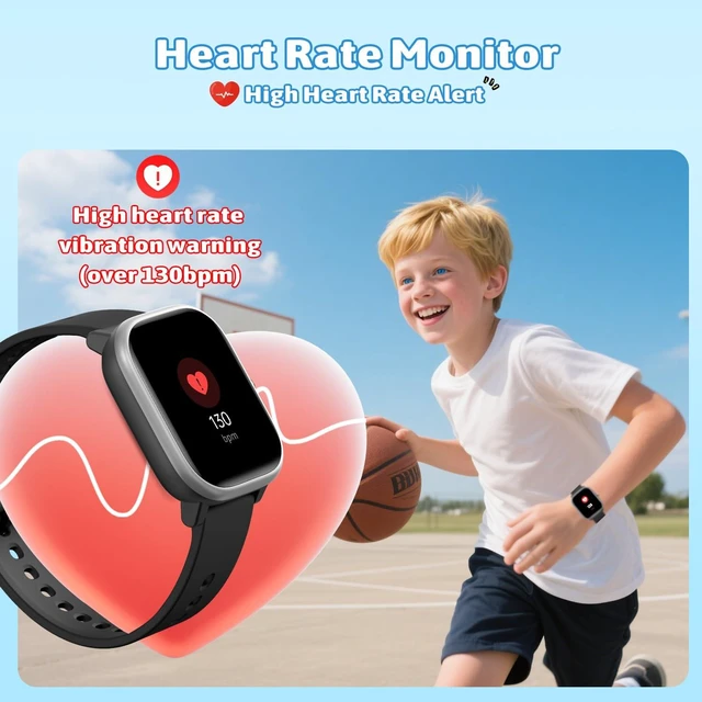 Alt view image 5 of 7 - Smart Watch for Kids Girls Boys No APP/Phone Needed, 1.8" IP68 Waterproof Sport Kids Watch Pedometer, Heart Rate, Sleep Monitor, Step Counter, 12 Puzzle Games for Girls Boys Teens 6-16