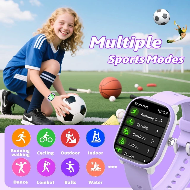 Alt view image 3 of 7 - Smart Watch for Kids Girls Boys No APP/Phone Needed, 1.8" IP68 Waterproof Sport Kids Watch Pedometer, Heart Rate, Sleep Monitor, Step Counter, 12 Puzzle Games for Girls Boys Teens 6-16