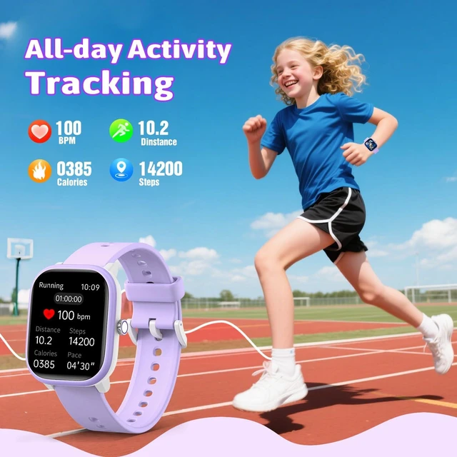Alt view image 4 of 7 - Smart Watch for Kids Girls Boys No APP/Phone Needed, 1.8" IP68 Waterproof Sport Kids Watch Pedometer, Heart Rate, Sleep Monitor, Step Counter, 12 Puzzle Games for Girls Boys Teens 6-16