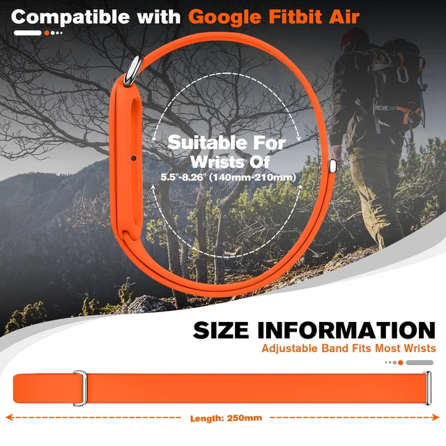 Alt view image 5 of 7 - Silicone Bands Compatible with Google Fitbit Air Breathable Adjustable,Fitness Tracker Replacement Strap,for strength training, leisure and sports Men Women