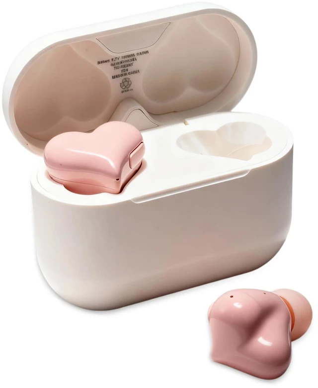 Main image of Heart Shaped Earbuds, BT 5.3 HiFi Stereo Sound Noise Canceling Earphones with Charging Case, Waterproof Cute in Ear Earbuds for Lover Couples for Valentine Sport Travel (Pink)