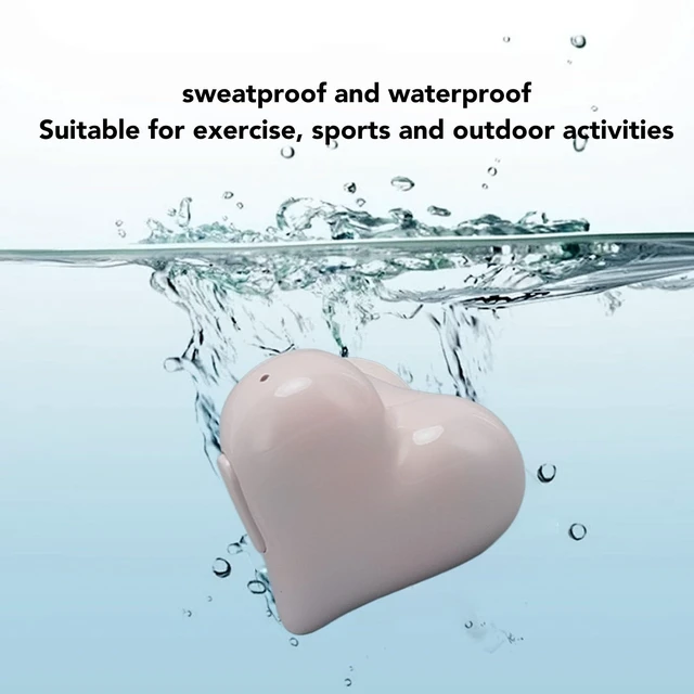 Alt view image 3 of 7 - Heart Shaped Earbuds, BT 5.3 HiFi Stereo Sound Noise Canceling Earphones with Charging Case, Waterproof Cute in Ear Earbuds for Lover Couples for Valentine Sport Travel (Pink)