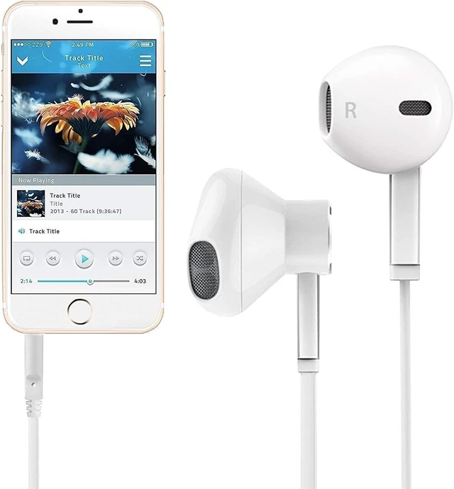 Alt view image 3 of 7 - ARC Wired Earbuds in-Ear Headphones, Earphones with Microphone, Slide Volume Control Noise Isolation Ear Buds Ear Tips, 3.5mm Jack for iPhone, iPad, Samsung, Computer, Laptop, Gaming, Sports - White