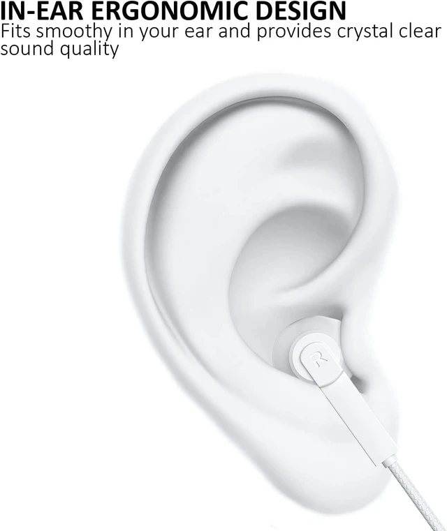 Alt view image 4 of 7 - ARC Wired Earbuds in-Ear Headphones, Earphones with Microphone, Slide Volume Control Noise Isolation Ear Buds Ear Tips, 3.5mm Jack for iPhone, iPad, Samsung, Computer, Laptop, Gaming, Sports - White