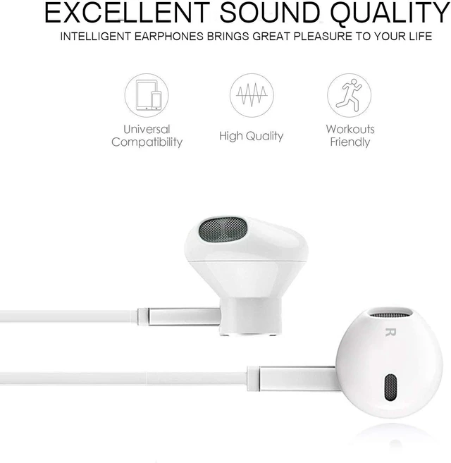 Alt view image 6 of 7 - ARC Wired Earbuds in-Ear Headphones, Earphones with Microphone, Slide Volume Control Noise Isolation Ear Buds Ear Tips, 3.5mm Jack for iPhone, iPad, Samsung, Computer, Laptop, Gaming, Sports - White