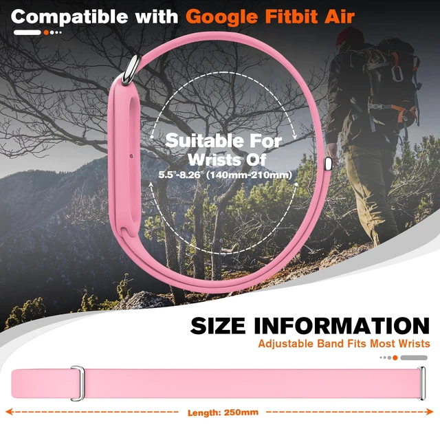 Alt view image 5 of 7 - Silicone Bands Compatible with Google Fitbit Air Breathable Adjustable,Fitness Tracker Replacement Strap,for strength training, leisure and sports Men Women