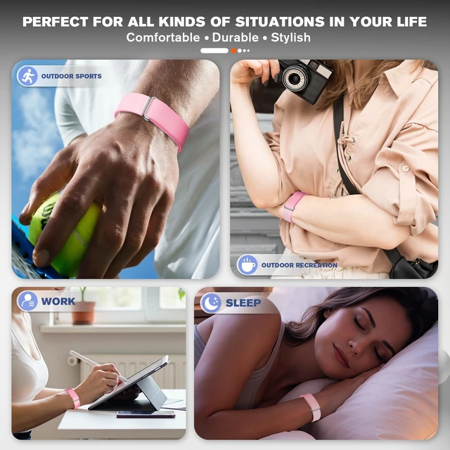 Alt view image 7 of 7 - Silicone Bands Compatible with Google Fitbit Air Breathable Adjustable,Fitness Tracker Replacement Strap,for strength training, leisure and sports Men Women