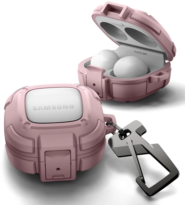 Main image of Rugged Bumper Case for Samsung Galaxy Buds FE (2023)/Buds 2 Pro (2022)/Buds 2 (2021)/Buds Pro (2021)/Buds Live (2020) Cases with Secure Lock, Shockproof Cover with Carabiner