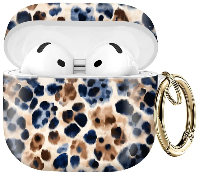 Main image of Compatible with AirPod 4 Protective case with Gold Key Ring for 2024 Fourth Generation AirPod. Shockproof, dustproof, Wireless Headphone Protective case.Colorful Leopard Pattern