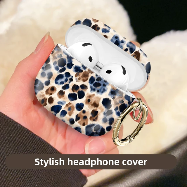 Alt view image 2 of 6 - Compatible with AirPod 4 Protective case with Gold Key Ring for 2024 Fourth Generation AirPod. Shockproof, dustproof, Wireless Headphone Protective case.Colorful Leopard Pattern