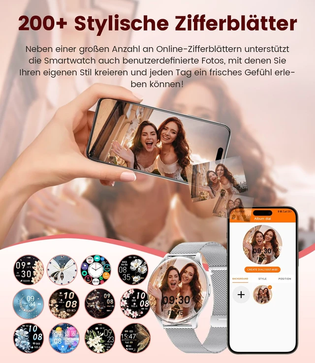 Alt view image 3 of 7 - Smart Watch for Women, 1.43" AMOLED Screen Smartwatch with Answer/Make Call for iPhone/Android/Samsung,Fitness Tracker with 120+ Sport Modes, Sleep/Health Monitor, IP68 Waterproof,2 Bands,Silver