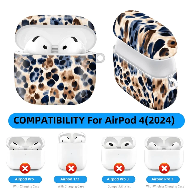 Alt view image 4 of 6 - Compatible with AirPod 4 Protective case with Gold Key Ring for 2024 Fourth Generation AirPod. Shockproof, dustproof, Wireless Headphone Protective case.Colorful Leopard Pattern