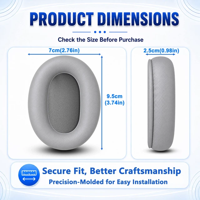 Alt view image 6 of 7 - Replacement Ear Pads for Sony WH-XB900N/WH-CH710N/WH-CH720N/WH-RF400/MDR-RF895RK Headphones, Extra Thick Ear Cushions with Protein LeatherMemory Foam
