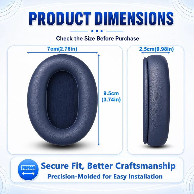 Alt view image 6 of 7 - Replacement Ear Pads for Sony WH-XB900N/WH-CH710N/WH-CH720N/WH-RF400/MDR-RF895RK Headphones, Extra Thick Ear Cushions with Protein LeatherMemory Foam