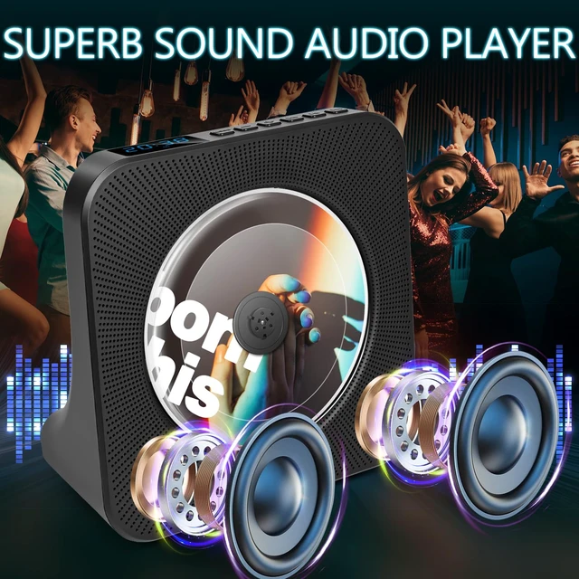 Alt view image 6 of 7 - Portable CD Player with Bluetooth, Home Radio CD Player with HiFi Speaker Compatible CD/MP3 Format, Support FM Radio/USB/AUX/Timer/FM Radio, Kids Dekstop CD Player Gift for Kpop Music Lover