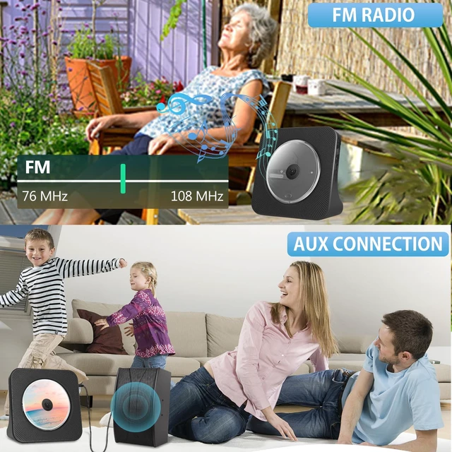 Alt view image 7 of 7 - Portable CD Player with Bluetooth, Home Radio CD Player with HiFi Speaker Compatible CD/MP3 Format, Support FM Radio/USB/AUX/Timer/FM Radio, Kids Dekstop CD Player Gift for Kpop Music Lover