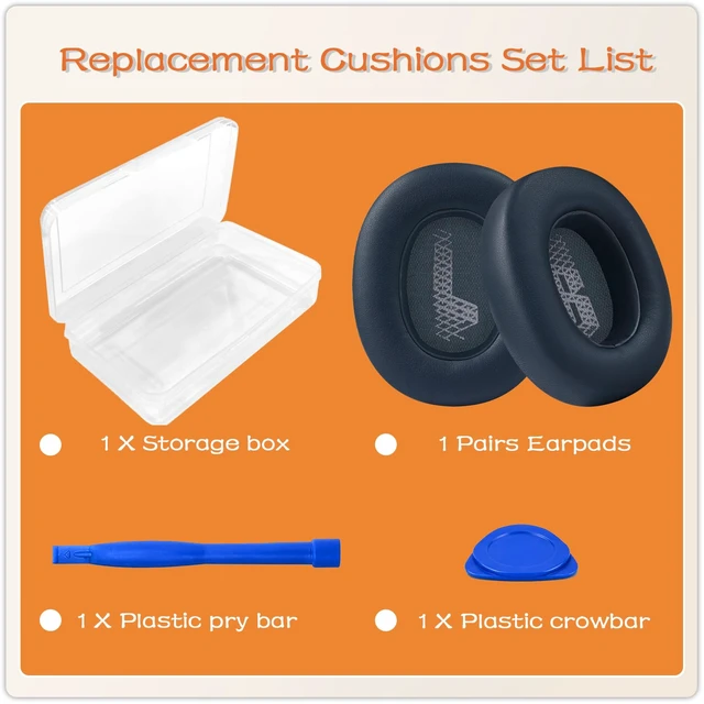 Alt view image 4 of 7 - Replacement Ear Pads for JBL Live 650/Live660/Live 770/E65BT-Blue Earpads for E65BTNC/Live 650BTNC/Live 770NC/Live 660NC/Duet NC Over-Ear Headphones, Headset Ear Cushions Ear Cover