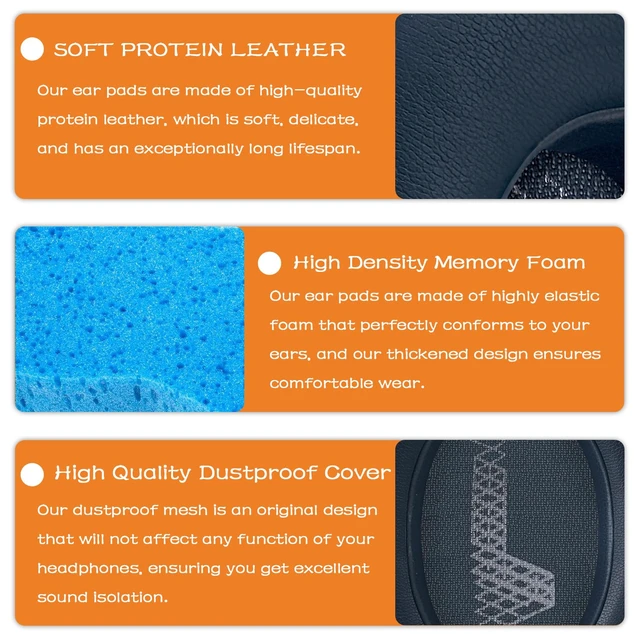 Alt view image 3 of 7 - Replacement Ear Pads for JBL Live 650/Live660/Live 770/E65BT-Blue Earpads for E65BTNC/Live 650BTNC/Live 770NC/Live 660NC/Duet NC Over-Ear Headphones, Headset Ear Cushions Ear Cover