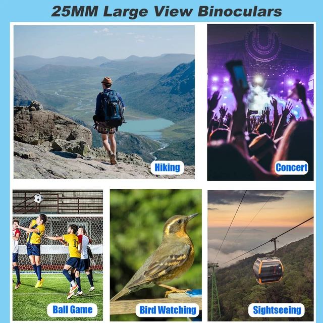 Alt view image 7 of 7 - 12x25 Mini Binoculars, Portable Compact Binoculars for Adults Kids Compact Binoculars, Suitable for Bird Watching, Hunting, Travel, Sporting Events and Theater
