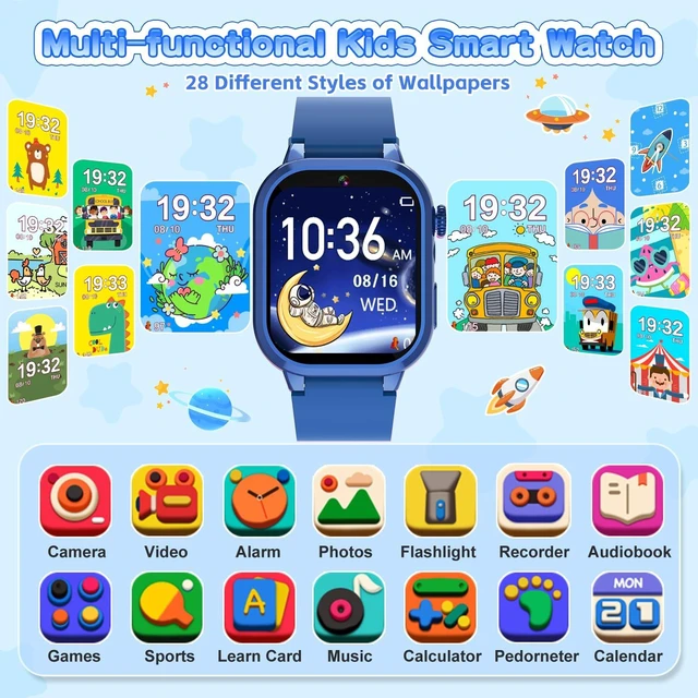 Alt view image 2 of 7 - Smart Watch for Kids with 39 Games, Built-in Camera, Video Recorder, Alarm, Calculator, Pedometer & Various Wallpapers Toys for Ages 4-12 Years Old Birthday