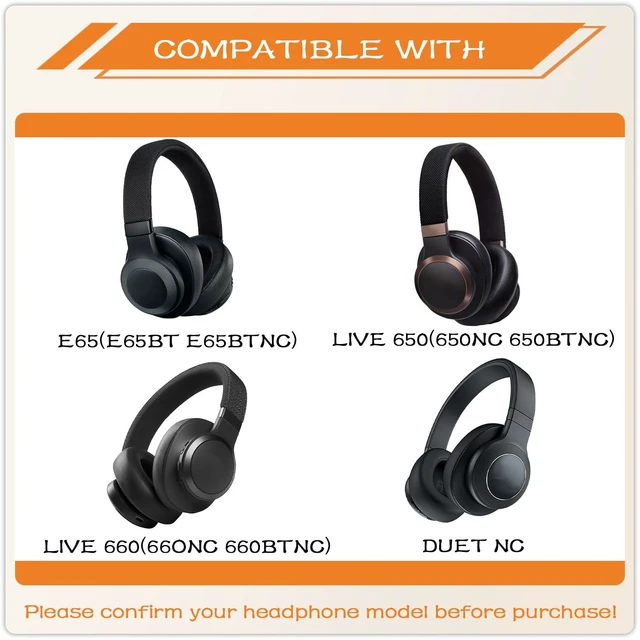Alt view image 2 of 7 - Replacement Ear Pads for JBL Live 650/Live660/Live 770/E65BT-Black Earpads for E65BTNC/Live 650BTNC/Live 770NC/Live 660NC/Duet NC Over-Ear Headphones, Headset Ear Cushions Ear Cover