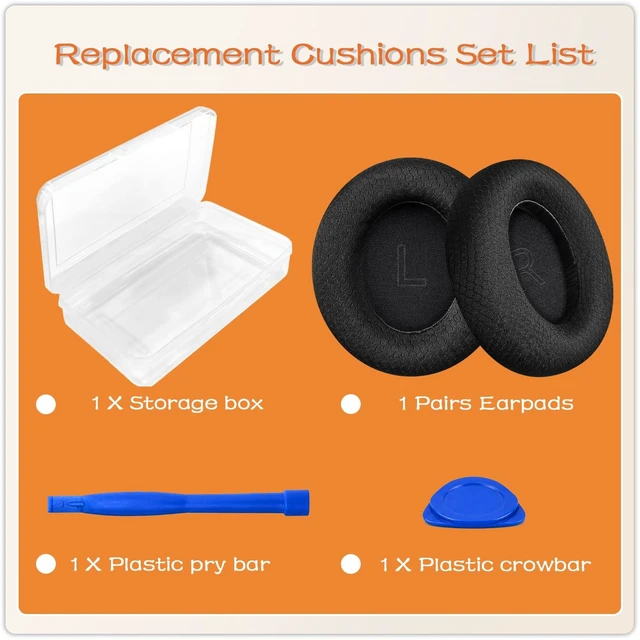 Alt view image 4 of 7 - Replacement Ear Pads for Anker Soundcore Life Q30-Matte Black Mesh Fabric Earpads for Soundcore by Anker Q30/Q30i/Q35 Noise Cancelling Headphones, Ear Cushions Ear Covers Repair Parts