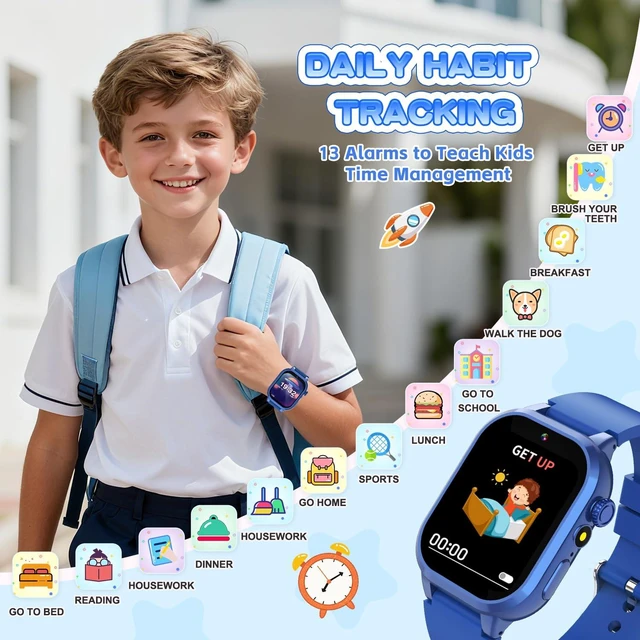 Alt view image 6 of 7 - Smart Watch for Kids with 39 Games, Built-in Camera, Video Recorder, Alarm, Calculator, Pedometer & Various Wallpapers Toys for Ages 4-12 Years Old Birthday