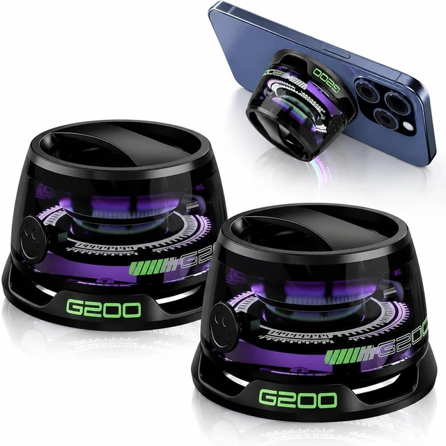 Main image of G200 2-Pack Black Mini Magnetic Bluetooth Speaker with Kickstand IPX4 Waterproof, Full-Range Stereo Sound, TWS Pairing, RGB Lights, Grad Gift, Travel, Cycling, Hiking, Golf, Gym Yoga, Beach