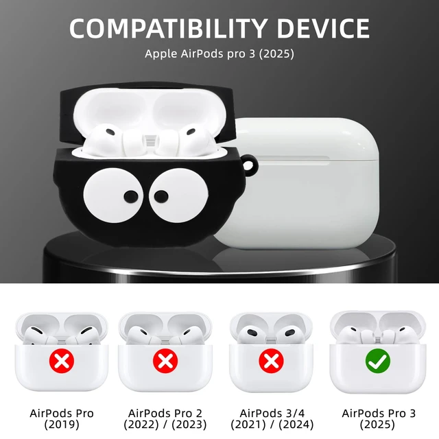Alt view image 2 of 7 - for AirPods Pro 3 Case Cute, Silicone Anime Design, Black with Cleaner kit, Case for AirPods Pro 3rd Generation, Funny 3D Cartoon Case Cover for AirPod Pro3 for Women Men Girls Boys